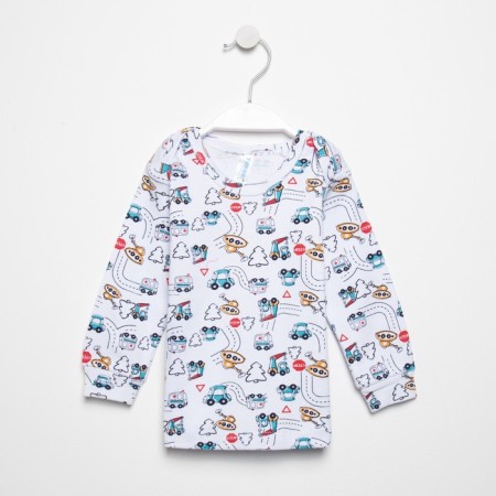 Sweater for a boy, white/transport, height 74-80