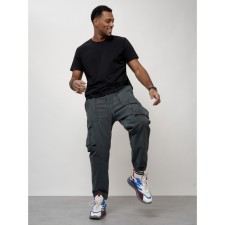 Cargo jeans male, size 50-52, dark gray color