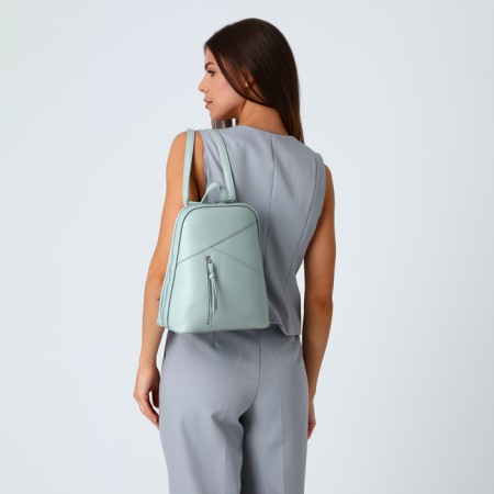 City backpack made of artificial leather with lightning, green color-6