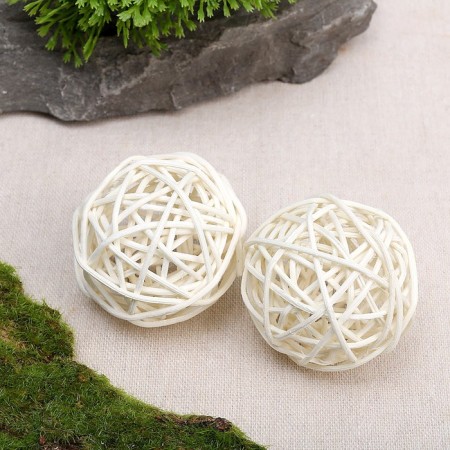 Decorative ball of vines, set 2 pcs., Size 1 pc. - 5 cm, white color