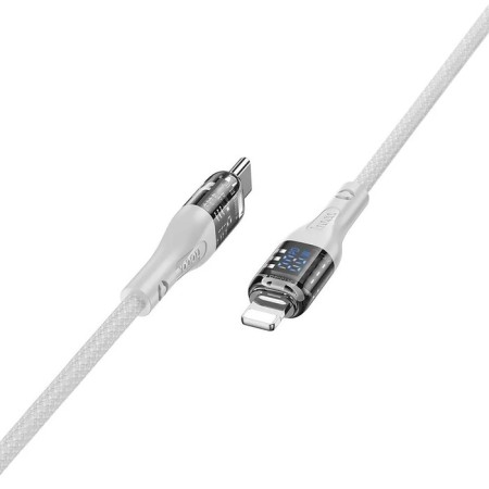 Hoco U115, Type -C - Lightning, 1.2 m, transparent data transmission, nylon braid, gray-2