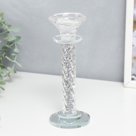 Glass of glass for 1 candle "Spiral with pebbles" 18x7x7 cm-1