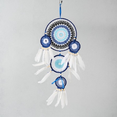 Dreams of Dreams from the evil eye 5 rings "Nazar" with feathers 20x55 cm