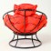 Armchair "Papasan" mini, with a red pillow, black frame, 81x68x77cm