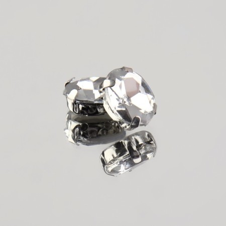 Rhound rhinestones “oval”, rimmed, 8 × 10 mm, 20 pcs, silver color-3