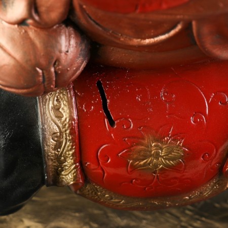 Piggy bank "Hotty on the buffalo" red gold, 22x44x37cm-4