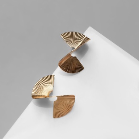 Earrings Metal "Fan", Color Gold-1