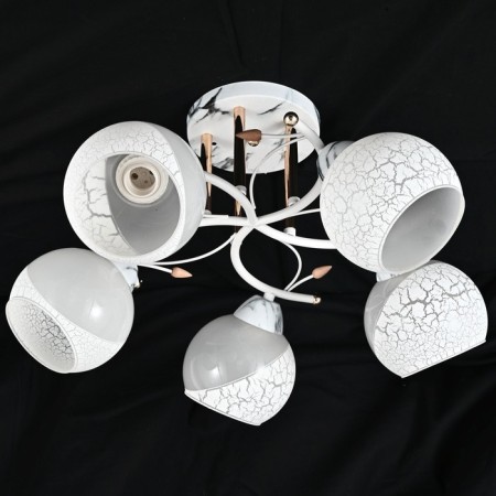 Fire Steak of Economics Crime Code 10092/5MR+WT+GD WT, 5x60W, E27, 28x50x50 cm, white color