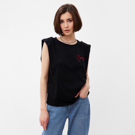 Women's T-shirt Minaku "Heart" Color Black, Rr. 44