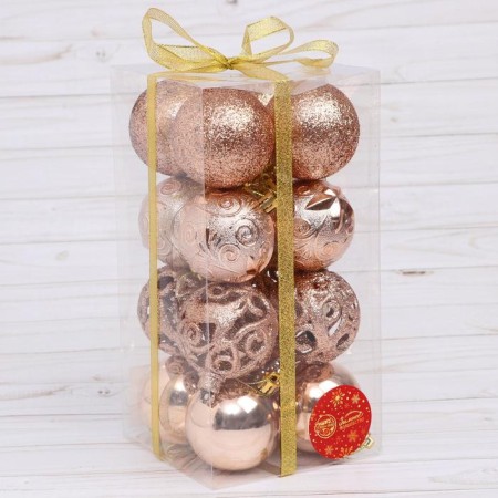 Set of balls plastic D-6 cm, 16 pcs "celebration" gold-1