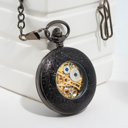 Pocket mechanical “Skeleton” clock, on a chain, d dial-4.5 cm-2