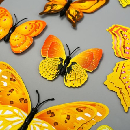 Magnet Plastic "Butterflies of yellow-orange" set 12 pcs-1