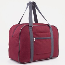 Road bag with lightning, external pocket, suitcase holder, burgundy color