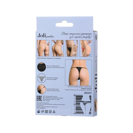Panties with rhinestones Joli amber, black color, size OS-3