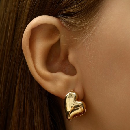Earrings Metal "Chord" heart, color gold-4