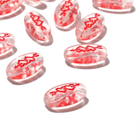 Acrylic bead "Hearts with an arrow", 18 × 6mm, set 10 g, red color-1