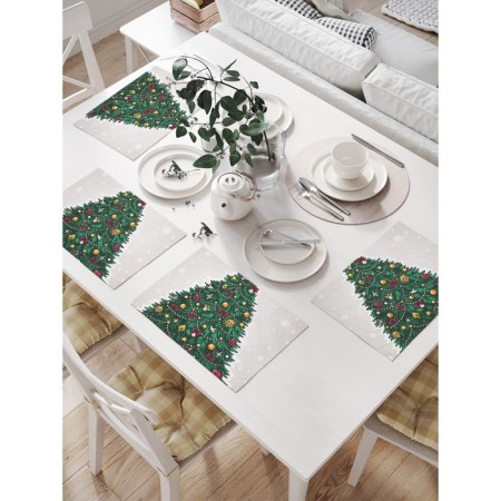 Set of napkins for setting the table "Emergency Christmas tree", rectangular, size 32x46 cm, 4 pcs