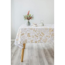 Arya Home Poinsettia tablecloth, size 160x220 cm, white, golden color