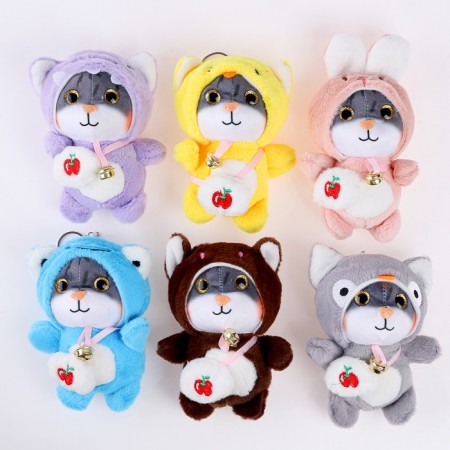 Soft toy "Cat in a suit" on a key fob, 13 cm, color mix-3