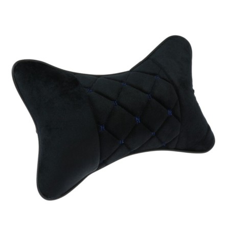 Pillow Automobile Bone, on the headrest, 27 × 17 cm, velor, black with a blue line-1