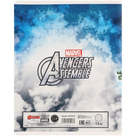 Notebook in a cage of 12 sheets, 5 types of mix, cover coated cardboard, avengers-5