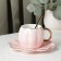 Tea couple ceramic "flower", 3 objects: a cup 240 ml, a saucer d = 16 cm, spoon, pink color