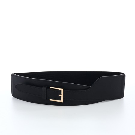 Women's belt, width 6 cm, buckle metal, black color-6