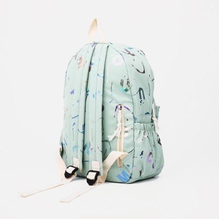 Young backpack from textiles on lightning, 3 pockets, green color-3