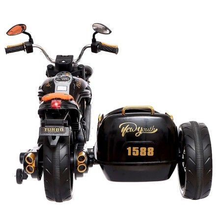 Electric car "Motorcycle Chopper", with a stroller, EVA, black color-6
