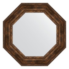 Mirror in a baguette frame, an aged tree with an ornament of 120 mm, 77x77 cm