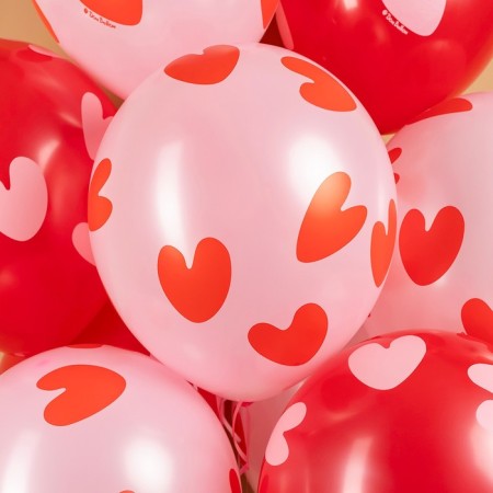 Latex ball 12 “Air Hearts”, red/OOZ, pastel, 5 tbsp., 25 pcs., Mix-1