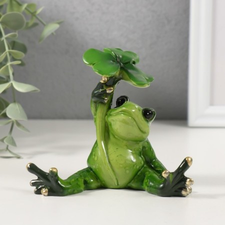 Souvenir Polystone Lak "The Frog is sitting under the leaf" 8.8x5x8.5 cm