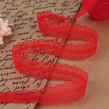 Capricon lace, 30 mm × 10 ± 1 m, red color