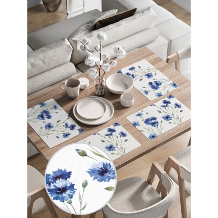 A set of napkins for setting the table “von with cornflowers”, rectangular, rounded edges, size 30x46 cm, 4 pcs-1