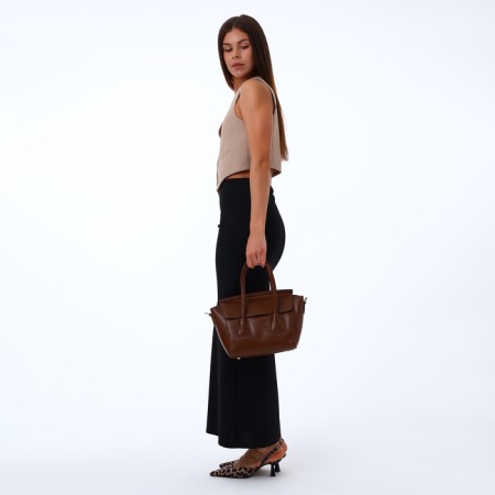 Women's bag with lightning, brown color-9