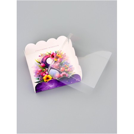 Cookie box, confectionery packaging, "March 8", 9 x 9 x 3 cm-3