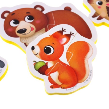 Soft puzzle for babies "Forest animals", 5 puzzles, crumb I-2