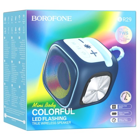 Portable column Borofone BR29, 1200 mAh, 7 W, BT 5.3, FM, TF cards, USB, AUX, Blue-4