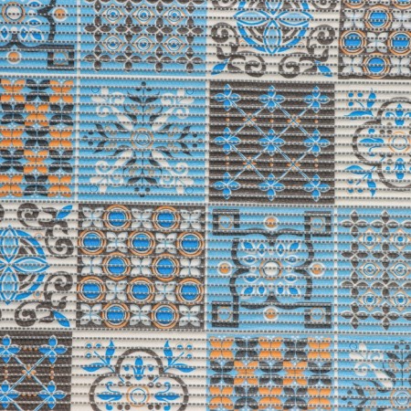 Bathroom mat “Transfiguration”, width 80 cm, roll 15 m, color orange-blue-2