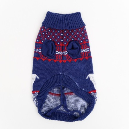 Sweater knitted with the ornament "Deer", Size L (DS 26, OG 32-42, Osh 22-32 cm), Blue-5
