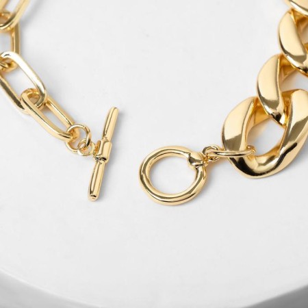 Bracelet "Chain" different links, color gold, 24 cm-1