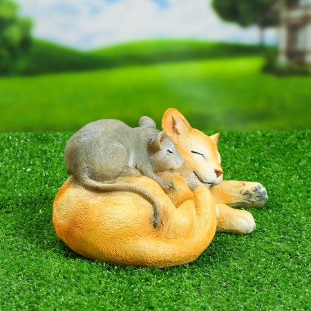 Garden figure "Cat with the mouse Sleep" 30x18cm-1
