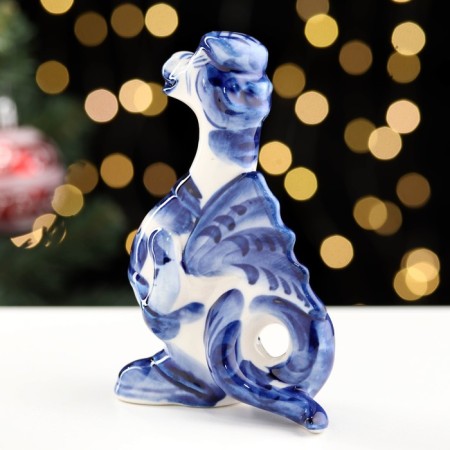 Souvenir "Dragon Front", Gzhel, Porcelain, h = 13cm-2