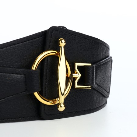 Women's belt, width 8 cm, black color-4