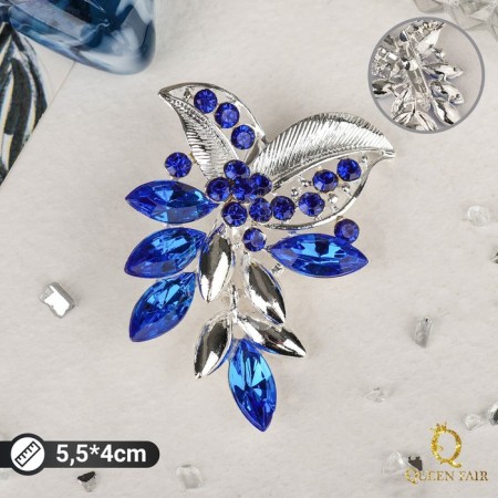 Brooch "Flower" Lobelia, blue color in silver