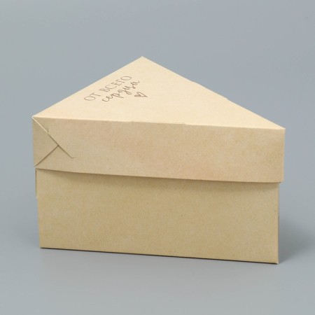 Cake box with a fork, confectionery packaging "Kraft", 14 x 9 x 12 cm-1
