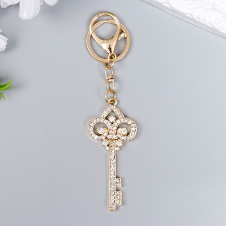 Browler Metal with carbine, enamel, rhinestones "openwork key" 13.8x3.2 cm-1