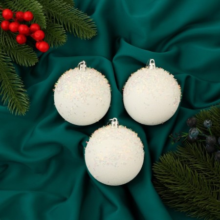 Set of balls plastic D-8 cm, 3 pcs "Novella Paroret" White