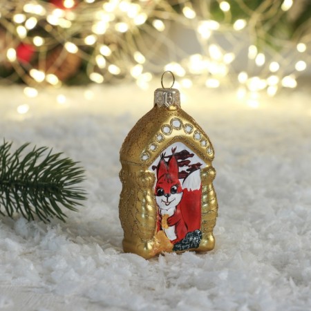 Christmas tree toy "Squirrel in the house" 8 cm-1