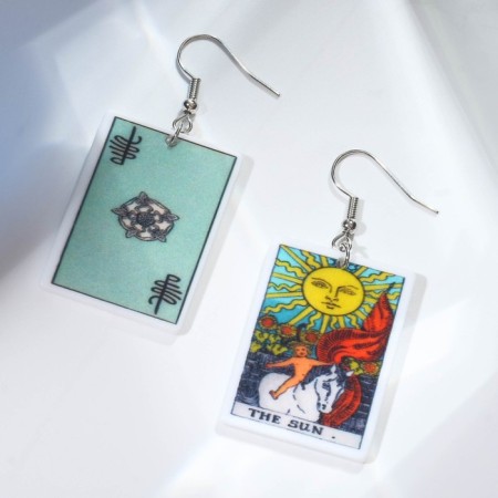 Acryl Earrings "Tarot" Sun, colored in silver-2